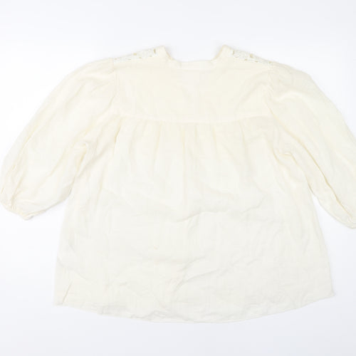 H&M Women's Ivory Crochet Blouse Size 6