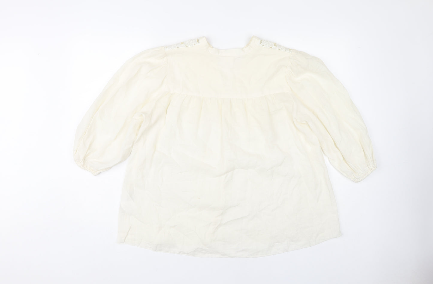 H&M Women's Ivory Crochet Blouse Size 6