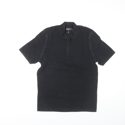 Mexx Unisex Black XL Collared Knit Top Casual Zip