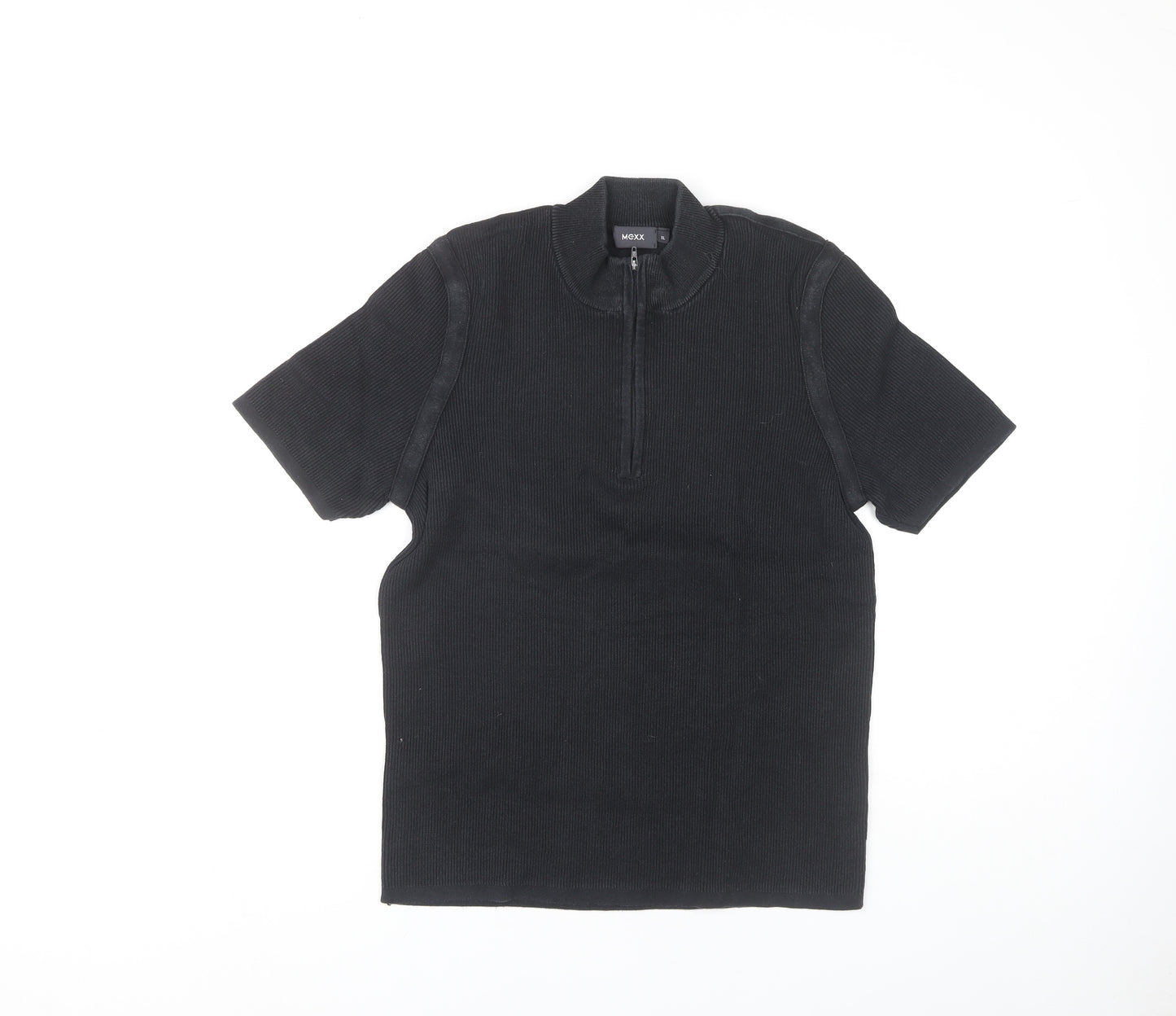 Mexx Unisex Black XL Collared Knit Top Casual Zip