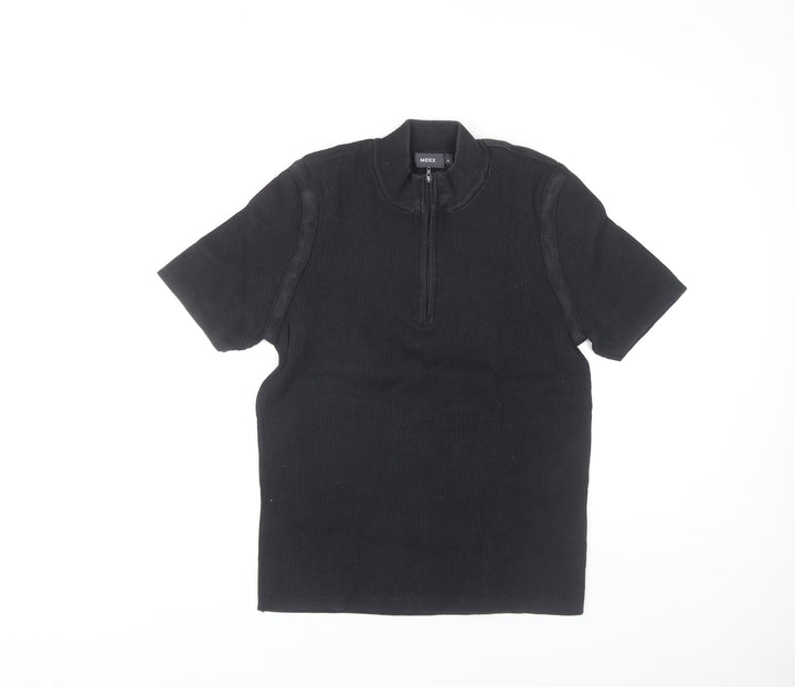Mexx Unisex Black XL Collared Knit Top Casual Zip