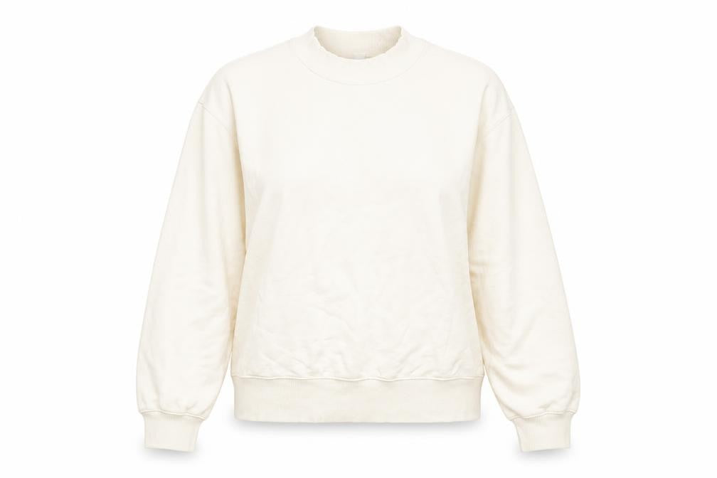 Front view of Uniqlo unisex ivory pullover sweatshirt m casual