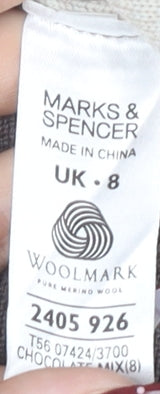 Marks and Spencer Women's Multicoloured Roll Neck Jumper Size 8