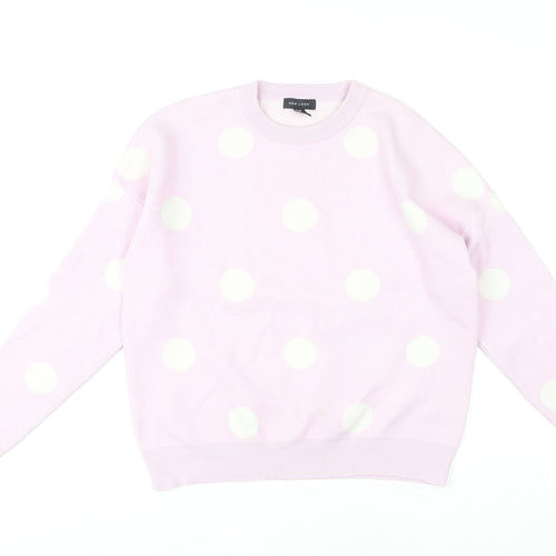 New Look Women's Pink Polka Dot Pullover Jumper S