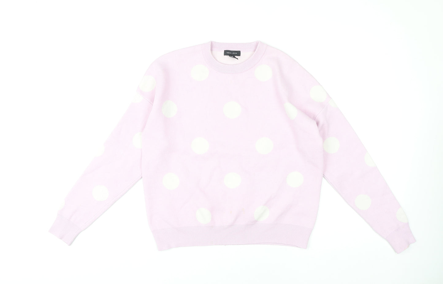 New Look Women's Pink Polka Dot Pullover Jumper S