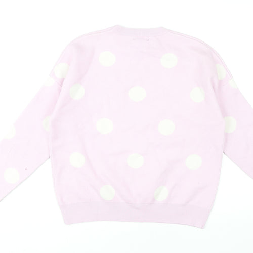 New Look Women's Pink Polka Dot Pullover Jumper S