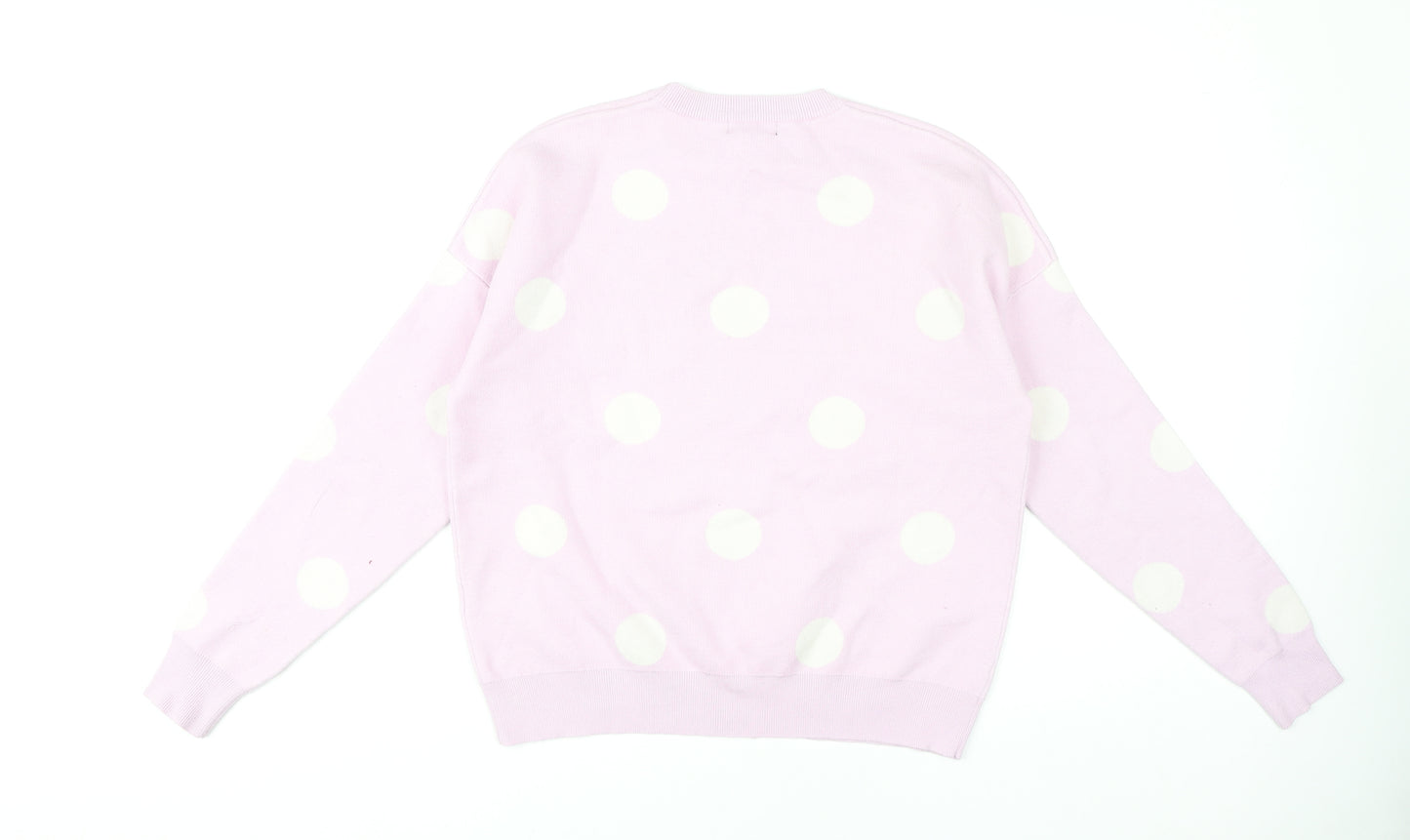 New Look Women's Pink Polka Dot Pullover Jumper S