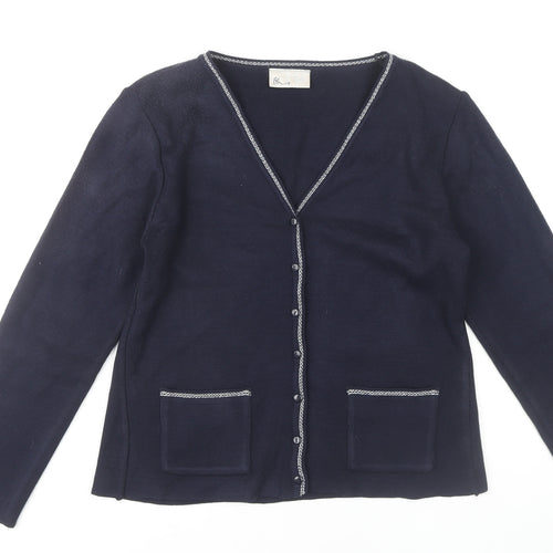 BHS Women's Blue Cardigan Size 12 V-Neck Knit