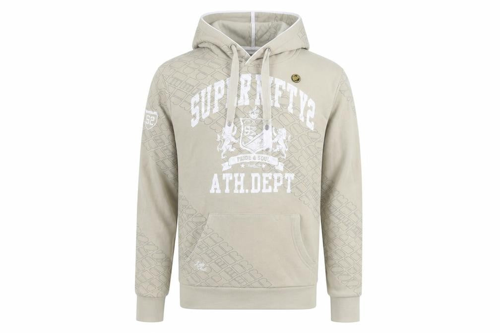 Front view of Pride and Soul Men's Beige Pullover Hoodie, size S