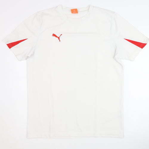 Puma Men's White T-Shirt, L, Basic Activewear