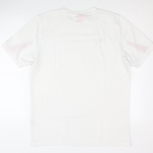 Puma Men's White T-Shirt, L, Basic Activewear