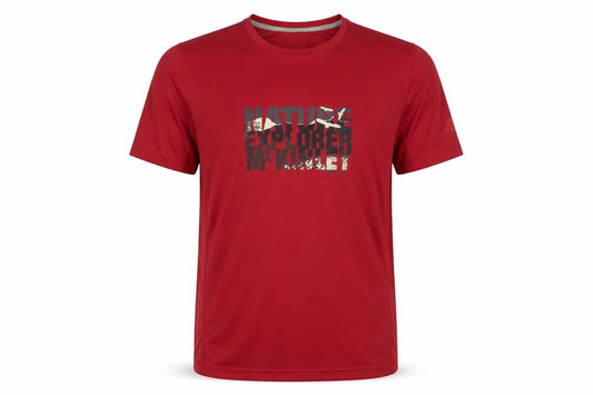 Front view of McKinley Men's Red L T-Shirt for Hiking