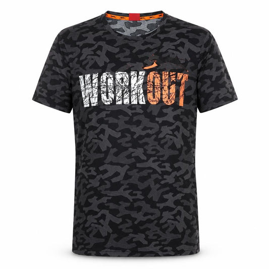 Front view of Slazenger Men's XL Black Camouflage T-Shirt