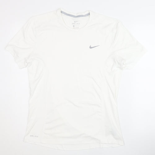 Nike Men's White Dri-FIT T-Shirt, Size M, Activewear