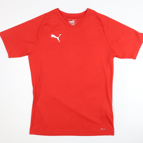 Puma Men's Red T-Shirt, Size S, V-Neck, Gym Wear