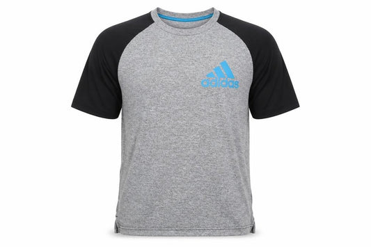 Front view of Adidas Men's Grey Sports T-Shirt S Moisture Wicking