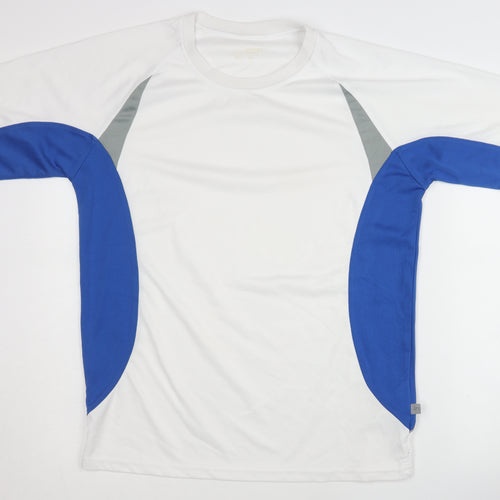 James Nicholson Men's White and Blue T-Shirt, Size L