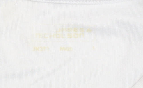 James Nicholson Men's White and Blue T-Shirt, Size L