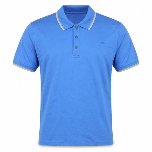 Front view of SkyGolf men’s blue polo shirt -, size L, - activewear