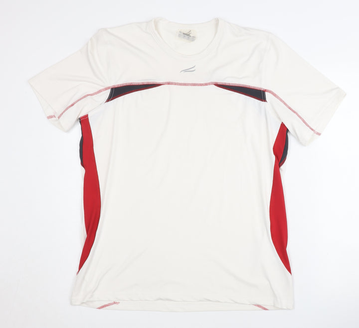 TCM Men's White Red Colourblock T-Shirt L