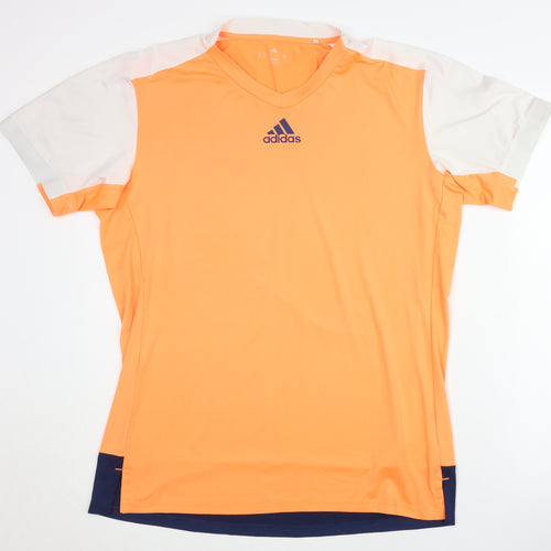 Adidas Men's Orange Gym T-Shirt, Size M, Moisture Wick