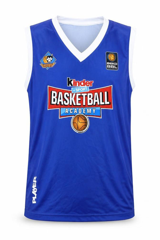 Front view of Basketball Academy Men's Blue S Jersey Tank Top