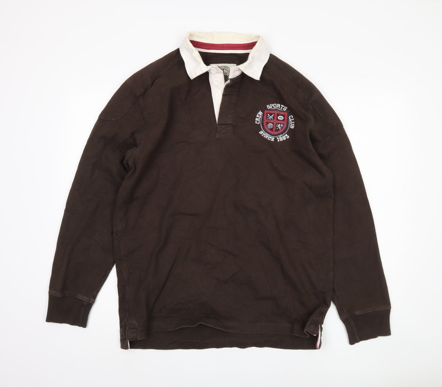 Crew Clothing Men's Brown Long Sleeve Polo - Size M