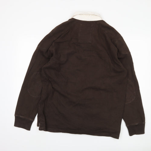 Crew Clothing Men's Brown Long Sleeve Polo - Size M