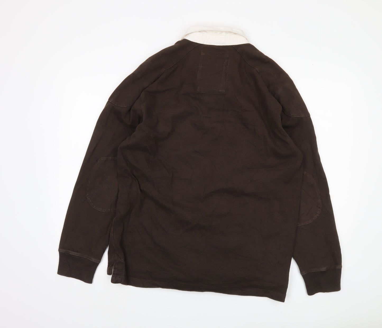 Crew Clothing Men's Brown Long Sleeve Polo - Size M