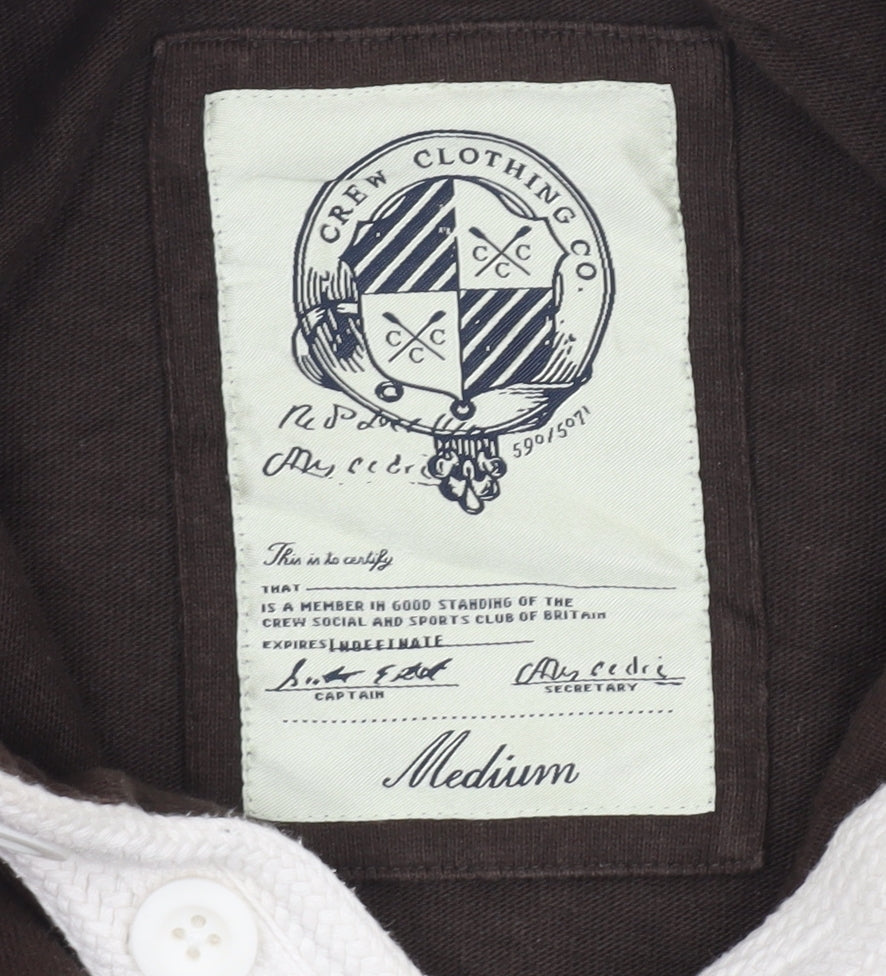 Crew Clothing Men's Brown Long Sleeve Polo - Size M