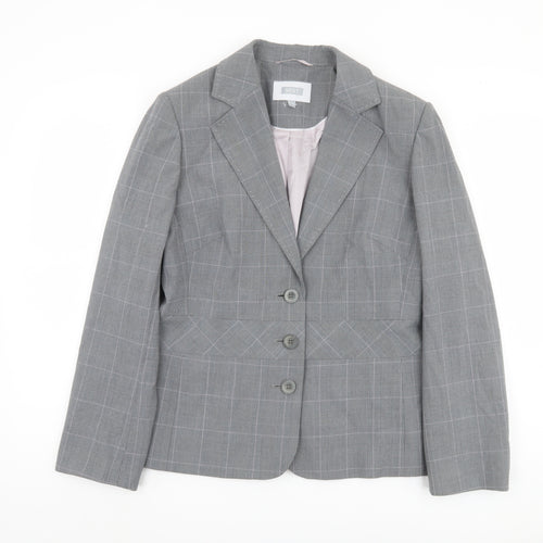 Next Women's Grey Plaid Blazer Size 16 Regular Fit