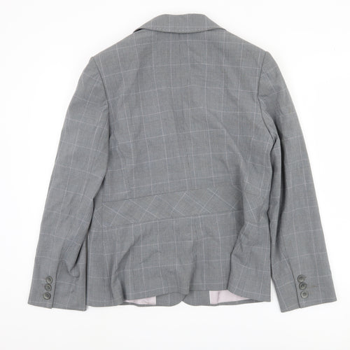 Next Women's Grey Plaid Blazer Size 16 Regular Fit