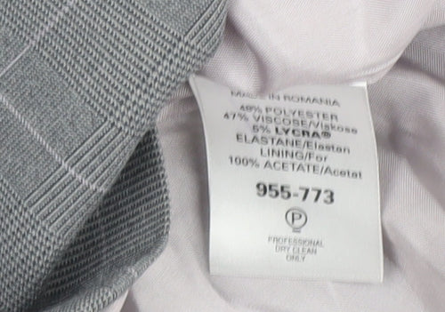 Next Women's Grey Plaid Blazer Size 16 Regular Fit