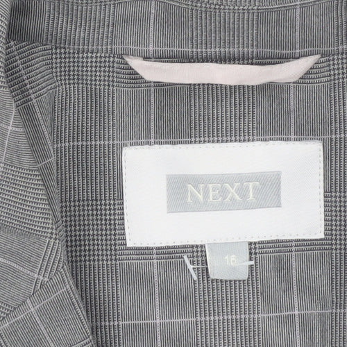 Next Women's Grey Plaid Blazer Size 16 Regular Fit