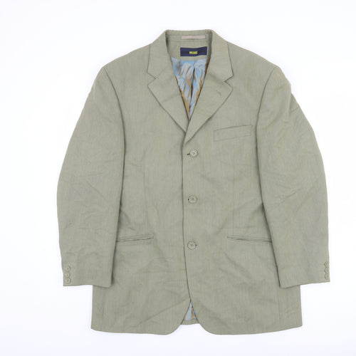 MODE Men's Green Blazer, 40S, Single-Breasted Jacket