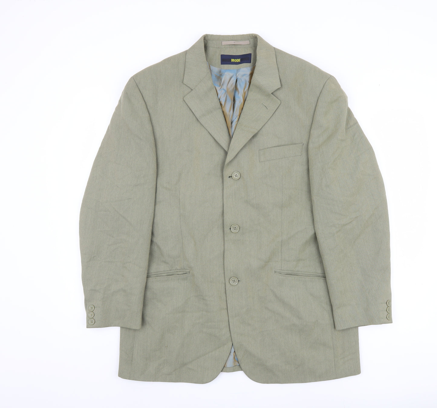 MODE Men's Green Blazer, 40S, Single-Breasted Jacket