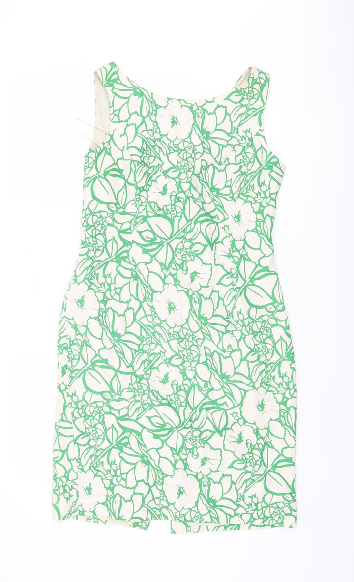 Kaliko Women’s Green Floral Sheath Dress, Size 4, V-Neck