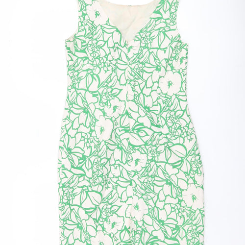 Kaliko Women’s Green Floral Sheath Dress, Size 4, V-Neck