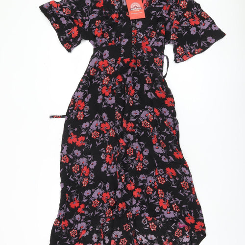 Nomads Women's Black Floral Midi Dress Size 10