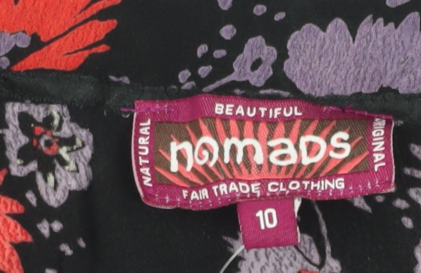 Nomads Women's Black Floral Midi Dress Size 10
