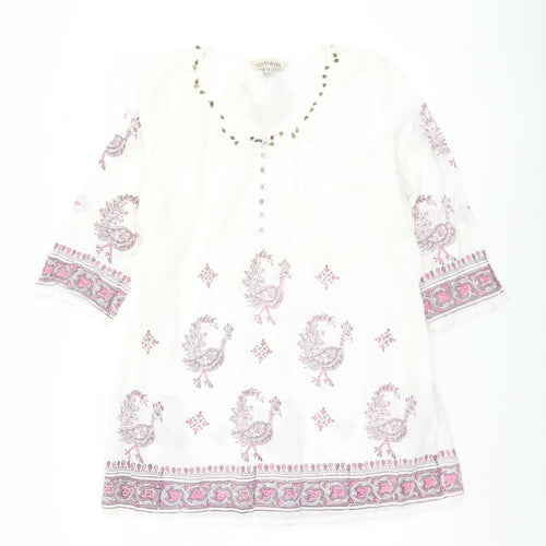 Nomads Women's White Embroidered Tunic Size 14