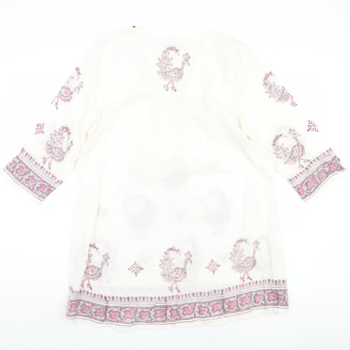 Nomads Women's White Embroidered Tunic Size 14