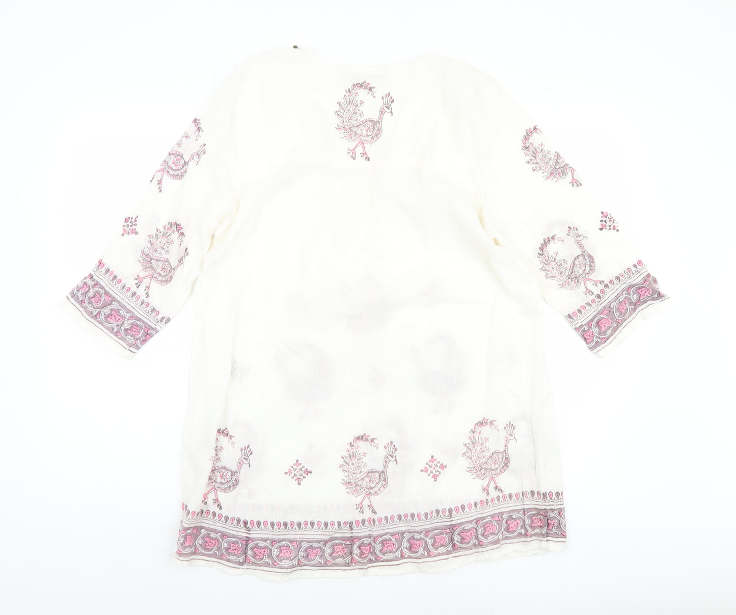 Nomads Women's White Embroidered Tunic Size 14