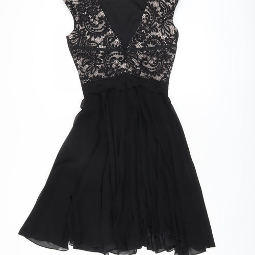 Elise Ryan Women’s Black Lace V-Neck Dress, Size 8