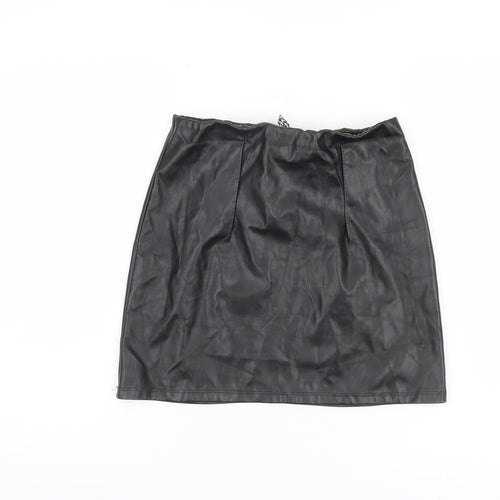 ASOS Women's Black Skirt UK 8 in Faux Leather