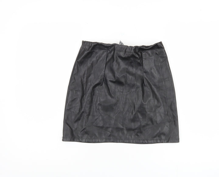 ASOS Women's Black Skirt UK 8 in Faux Leather
