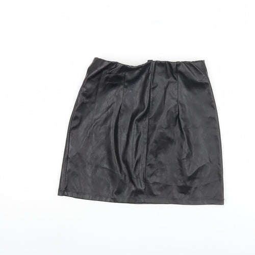 ASOS Women's Black Skirt UK 8 in Faux Leather
