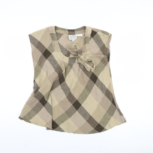 Masai Women Beige Check Tunic Blouse, S