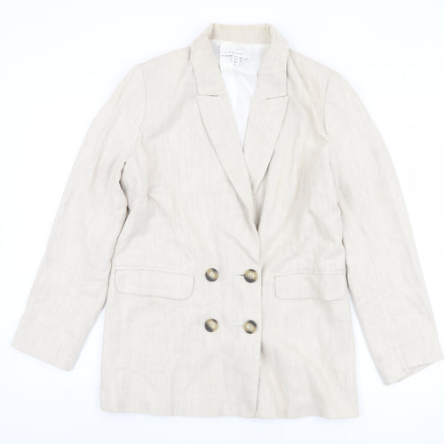 Topshop Women's Beige Double-Breasted Blazer UK 8