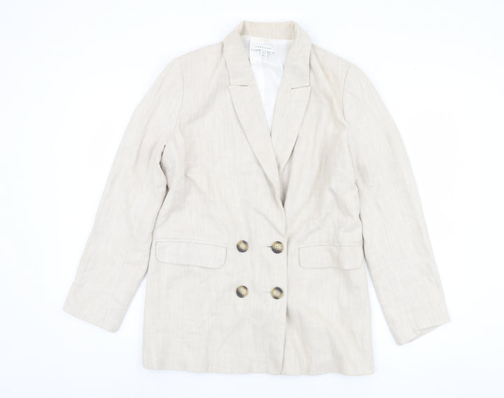 Topshop Women's Beige Double-Breasted Blazer UK 8